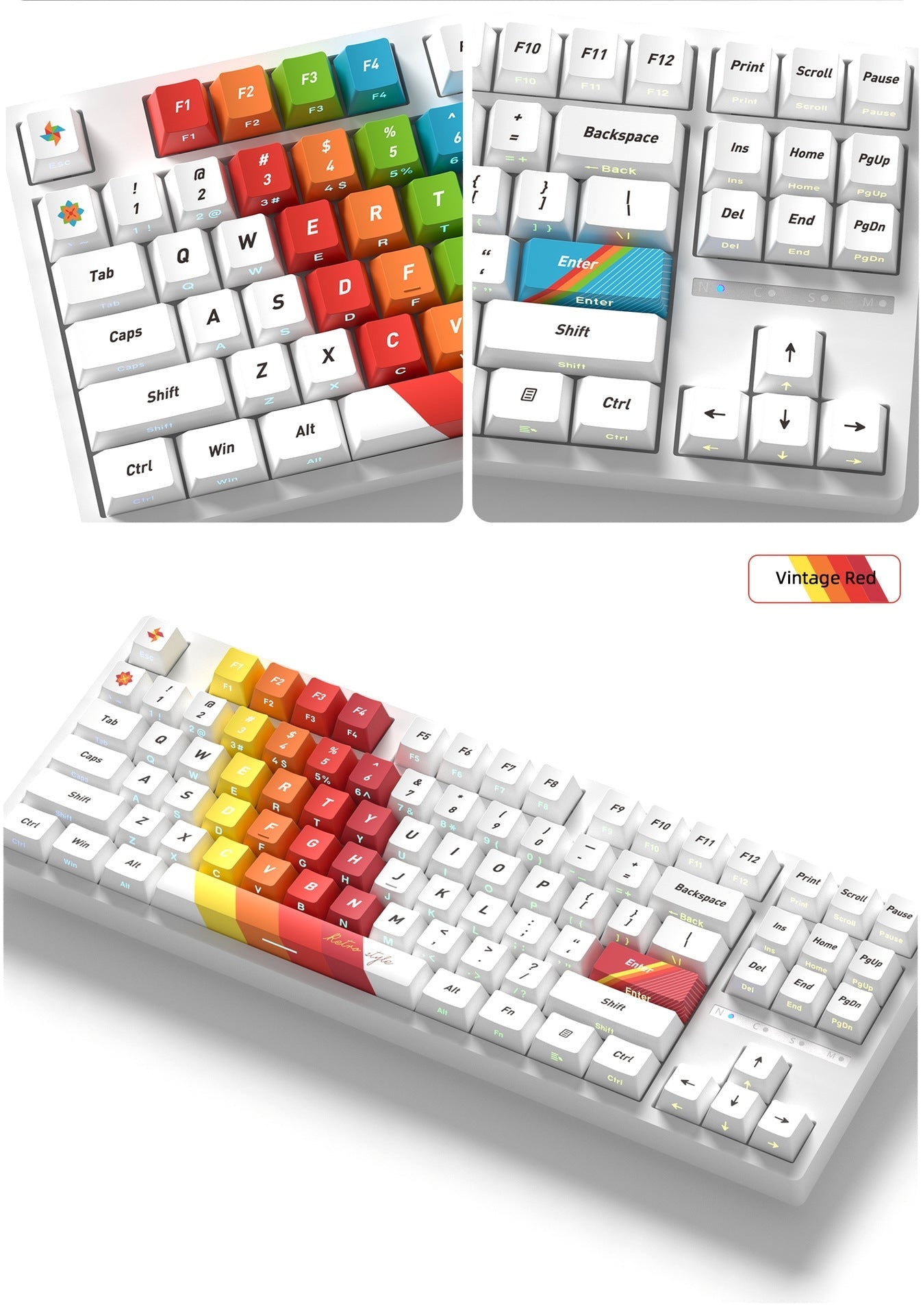 Retro Side Backlit Cherry PBT Keycaps 3 Themes