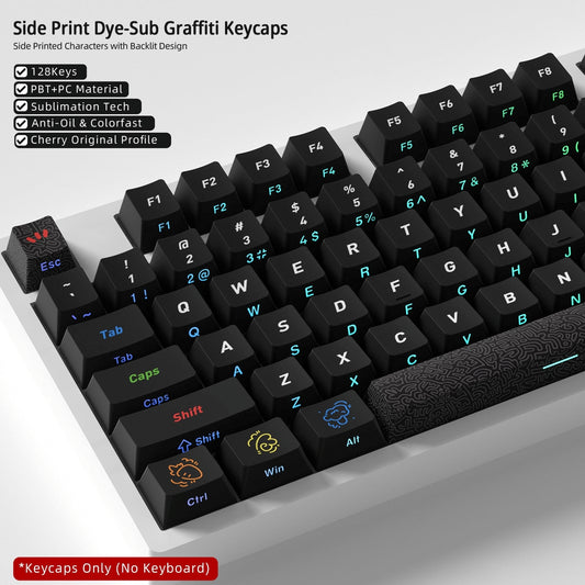 Dark Graffiti Side Backlit Cherry PBT Keycaps