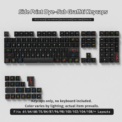 Dark Graffiti Side Backlit Cherry PBT Keycaps