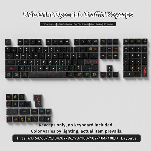 Dark Graffiti Side Backlit Cherry PBT Keycaps