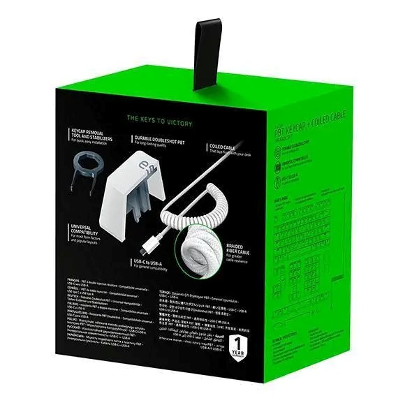 PRICE DROP Razer Shinethrough PBT Keycap & Coiled Cable Upgrade Set White Green