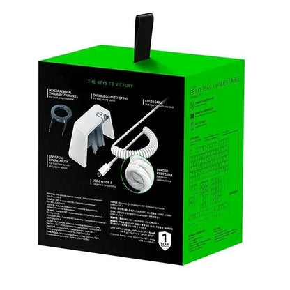 PRICE DROP Razer Shinethrough PBT Keycap & Coiled Cable Upgrade Set White Green