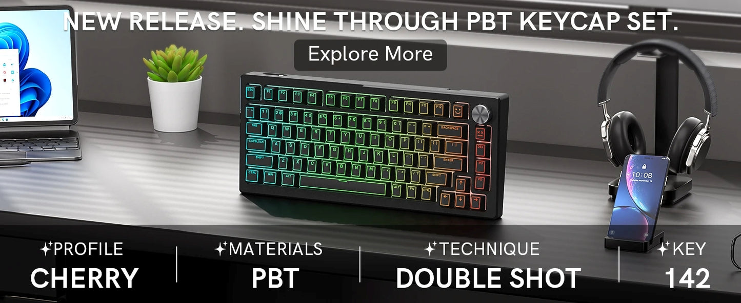 Top Backlit Dark Knight Prism Cherry PBT Keycaps