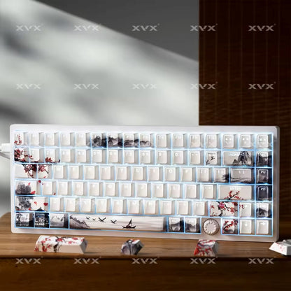 Crimson Sakura Prism Top Backlit Doubleshot PBT Keycaps