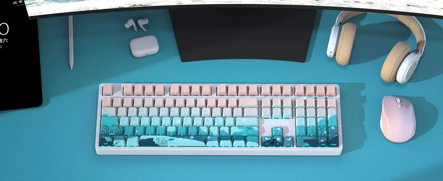 Deep Sea Side Engraved Translucent Cherry PBT Keycaps