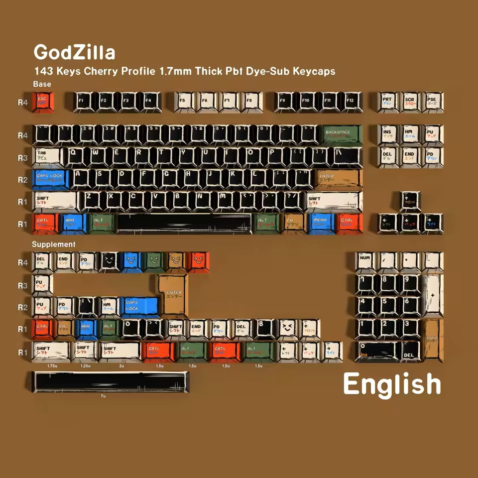 Godzilla Comic Manga Cherry 1.7mm Thick Keycaps