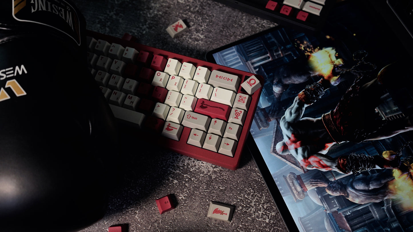 God Of War Premium Cherry PBT Keycaps With High Quality Keys Storage Box