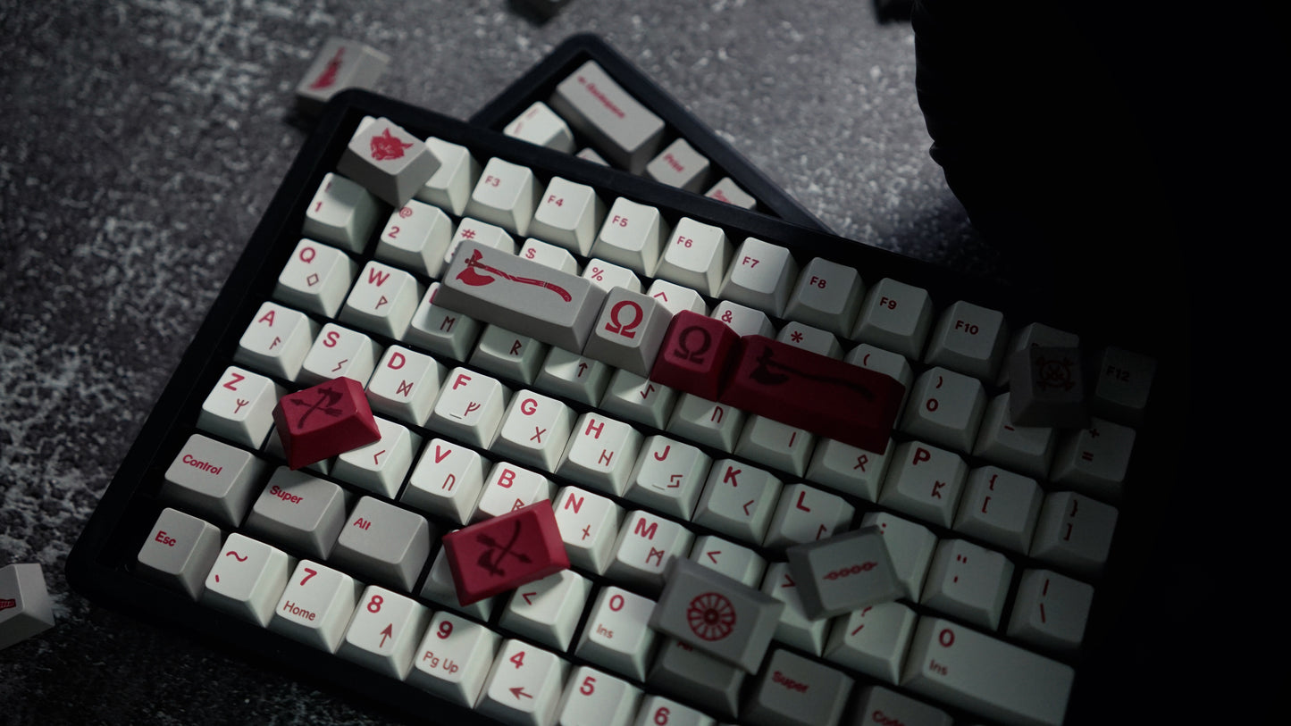 God Of War Premium Cherry PBT Keycaps With High Quality Keys Storage Box