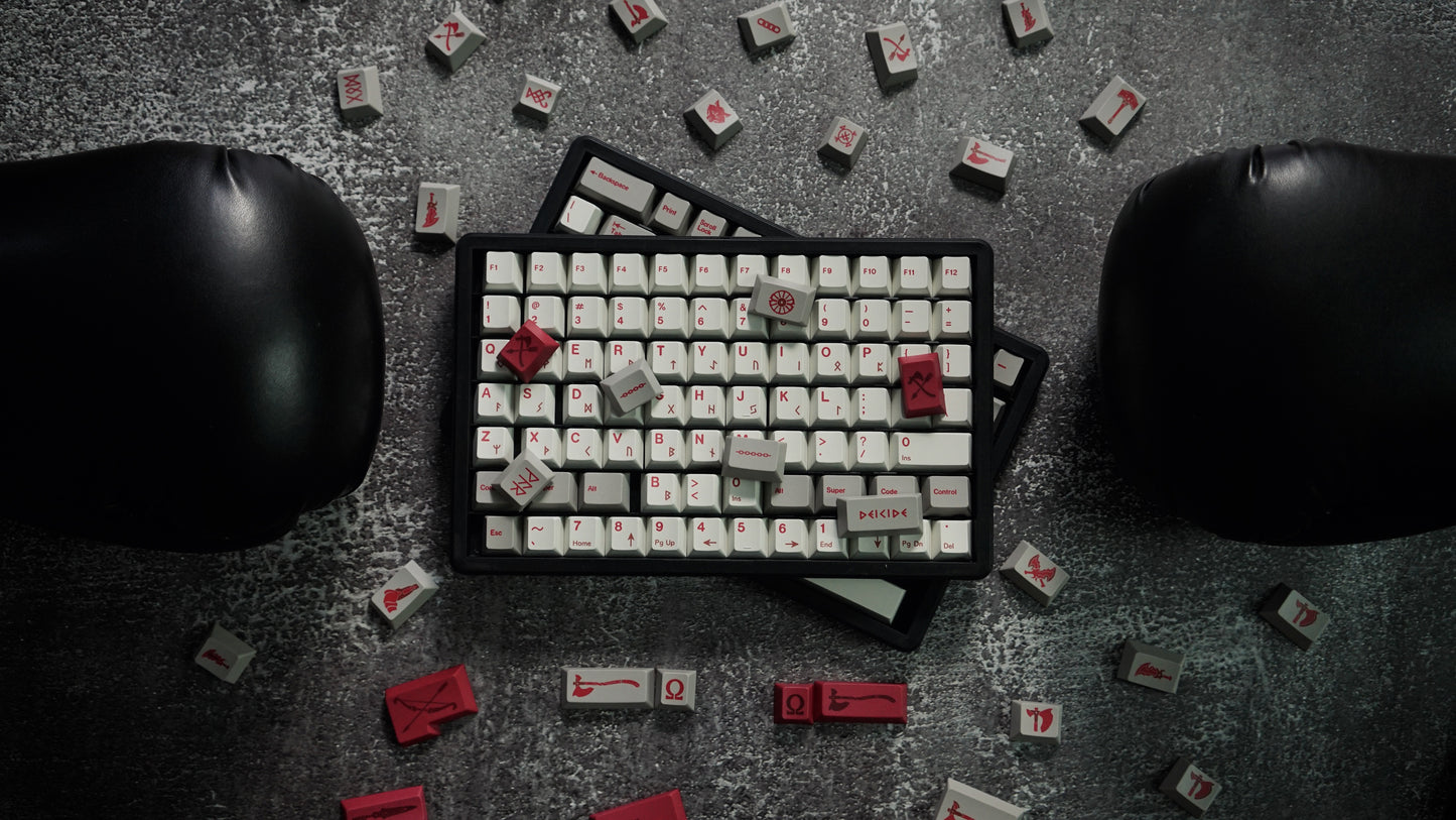 God Of War Premium Cherry PBT Keycaps With High Quality Keys Storage Box