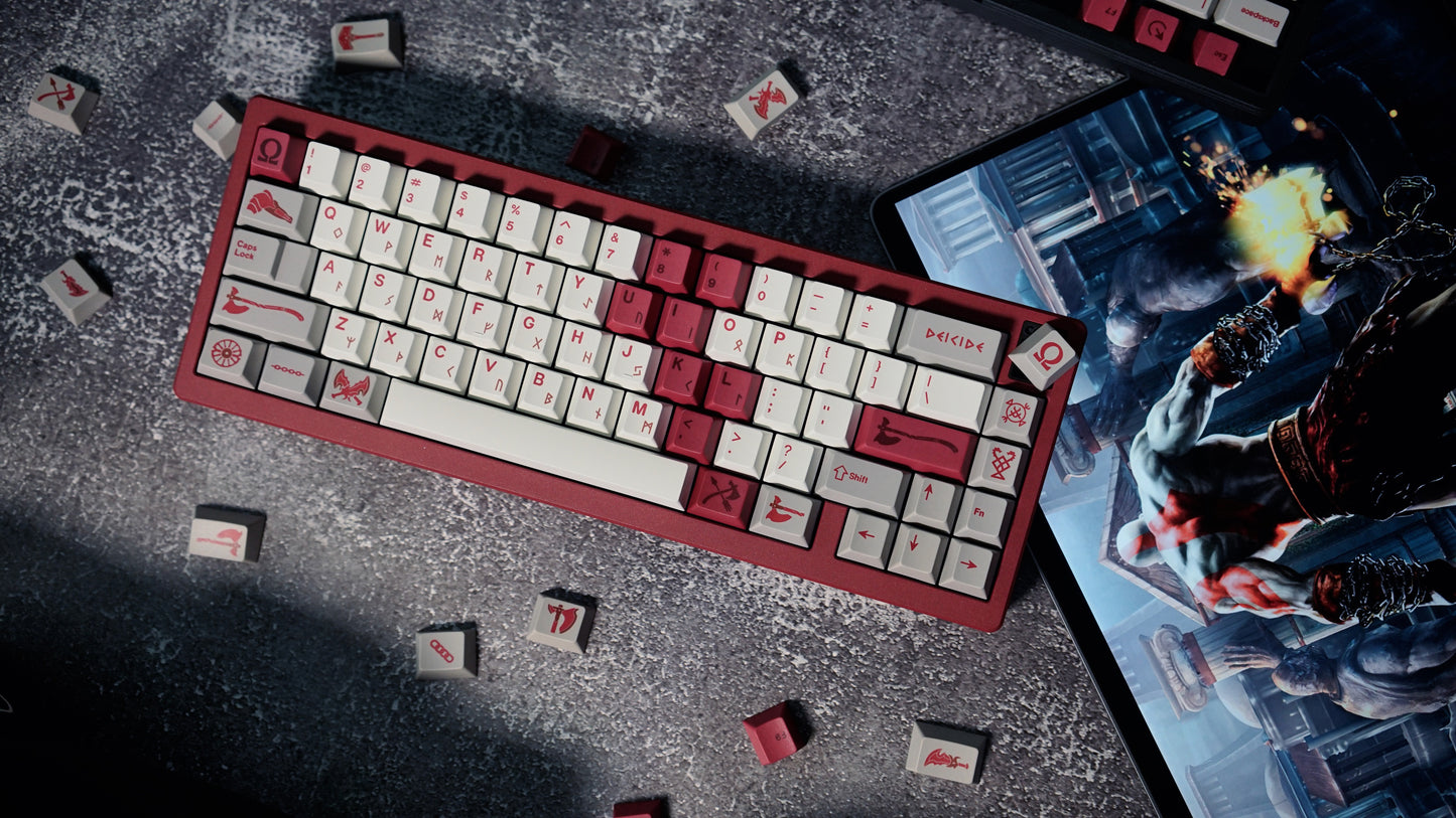 God Of War Premium Cherry PBT Keycaps With High Quality Keys Storage Box