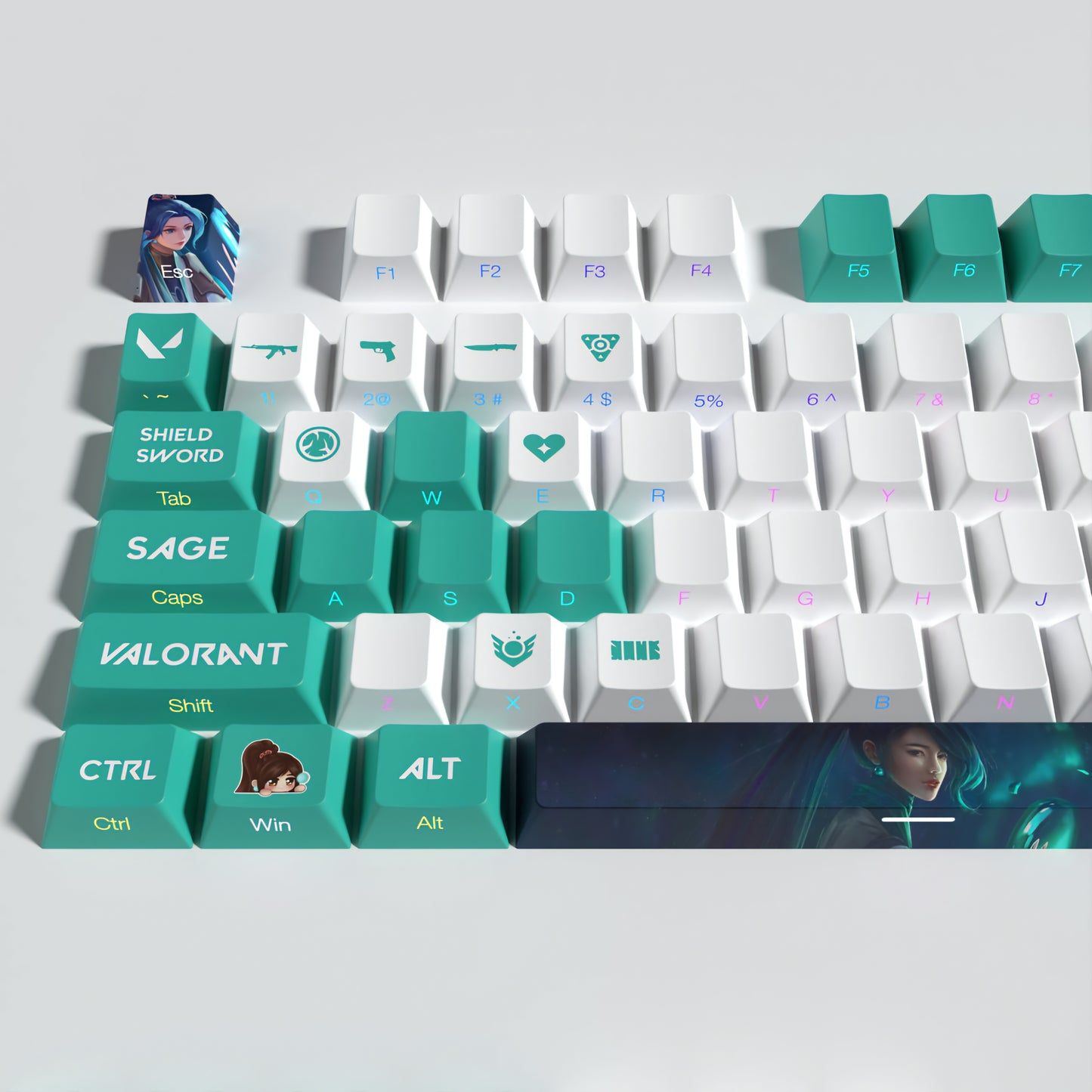 Sage Valorant Side Backlit HD Cherry PBT Keycaps