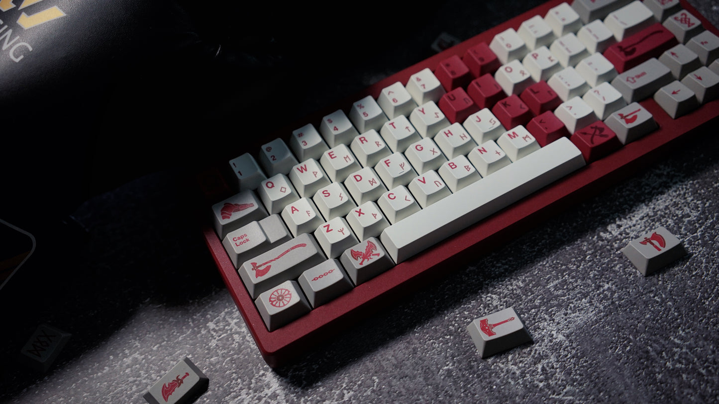 God Of War Premium Cherry PBT Keycaps With High Quality Keys Storage Box