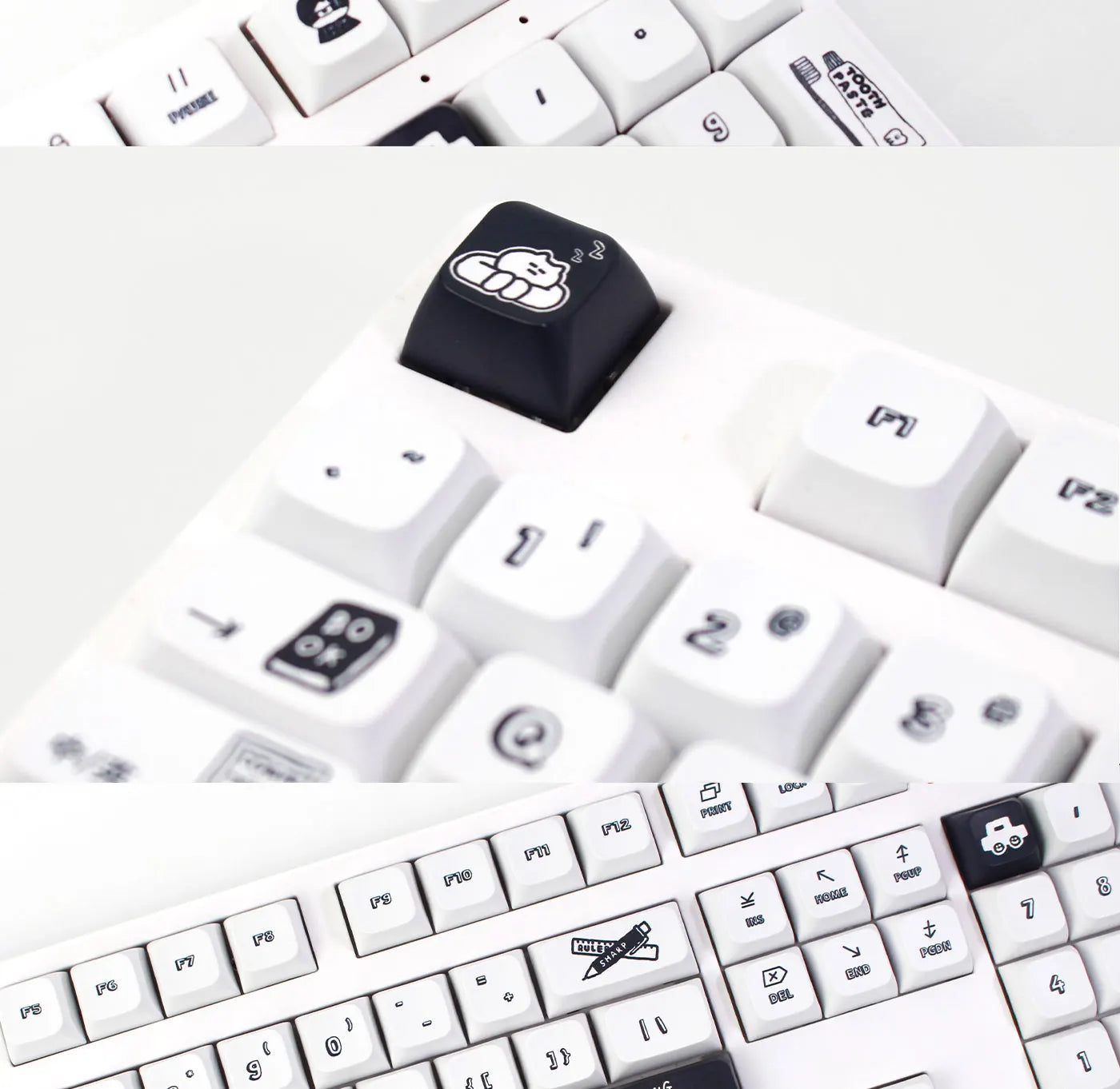 Black Cartoon XDA PBT Keycaps