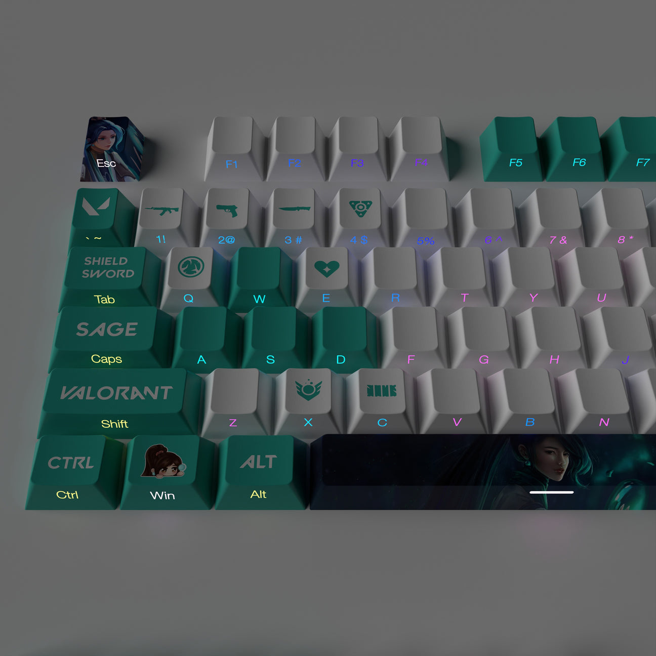 Sage Valorant Side Backlit HD Cherry PBT Keycaps