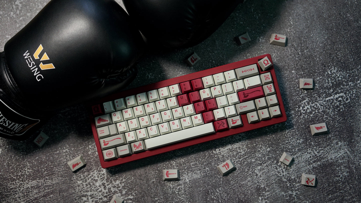 God Of War Premium Cherry PBT Keycaps With High Quality Keys Storage Box