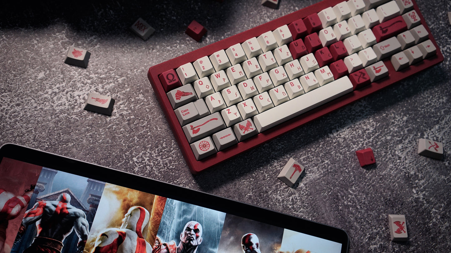 God Of War Premium Cherry PBT Keycaps With High Quality Keys Storage Box