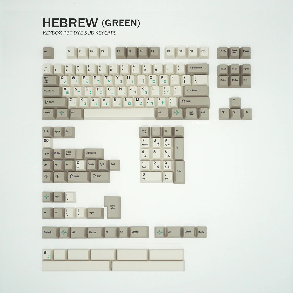 Shenpo Premium Quality Retro Grey Hebrew Sub Thick Cherry PBT Keycaps