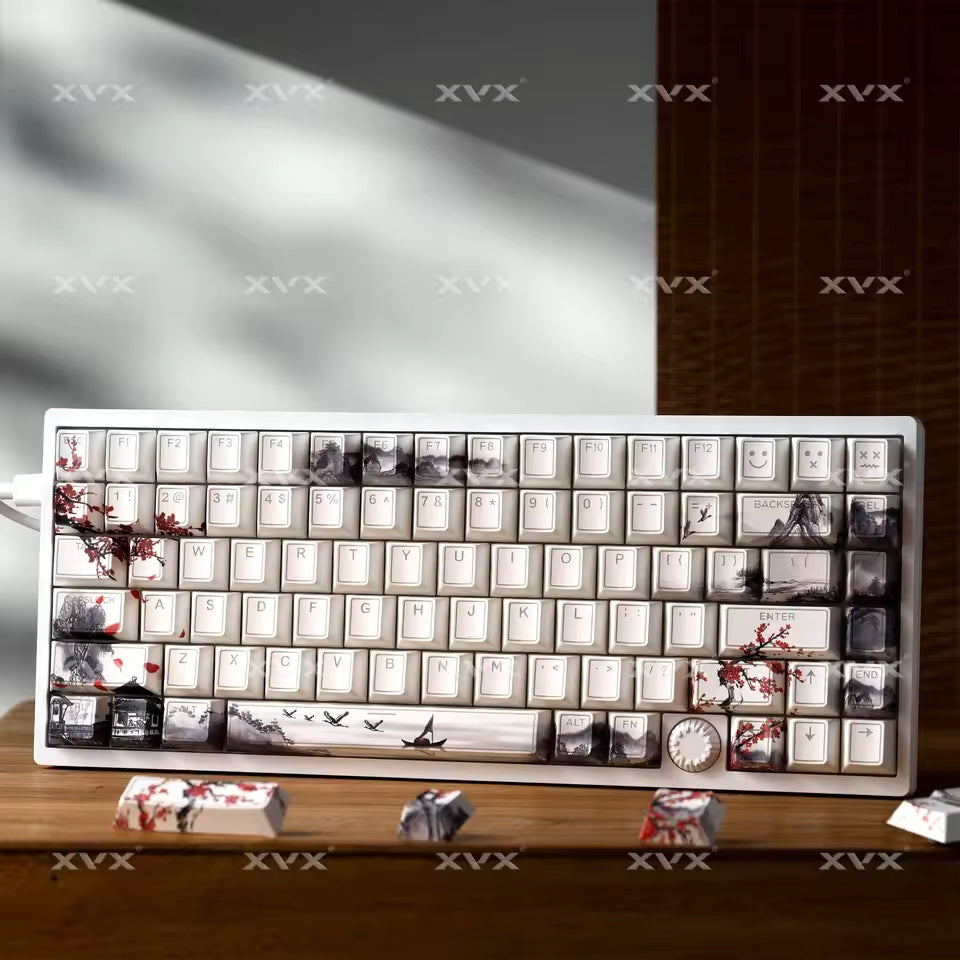 Crimson Sakura Prism Top Backlit Doubleshot PBT Keycaps