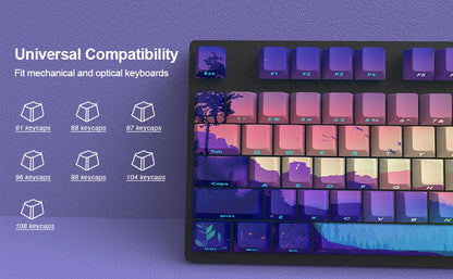 Backlit Printed Purple Landcape Cherry Doubleshot Pbt Keycaps