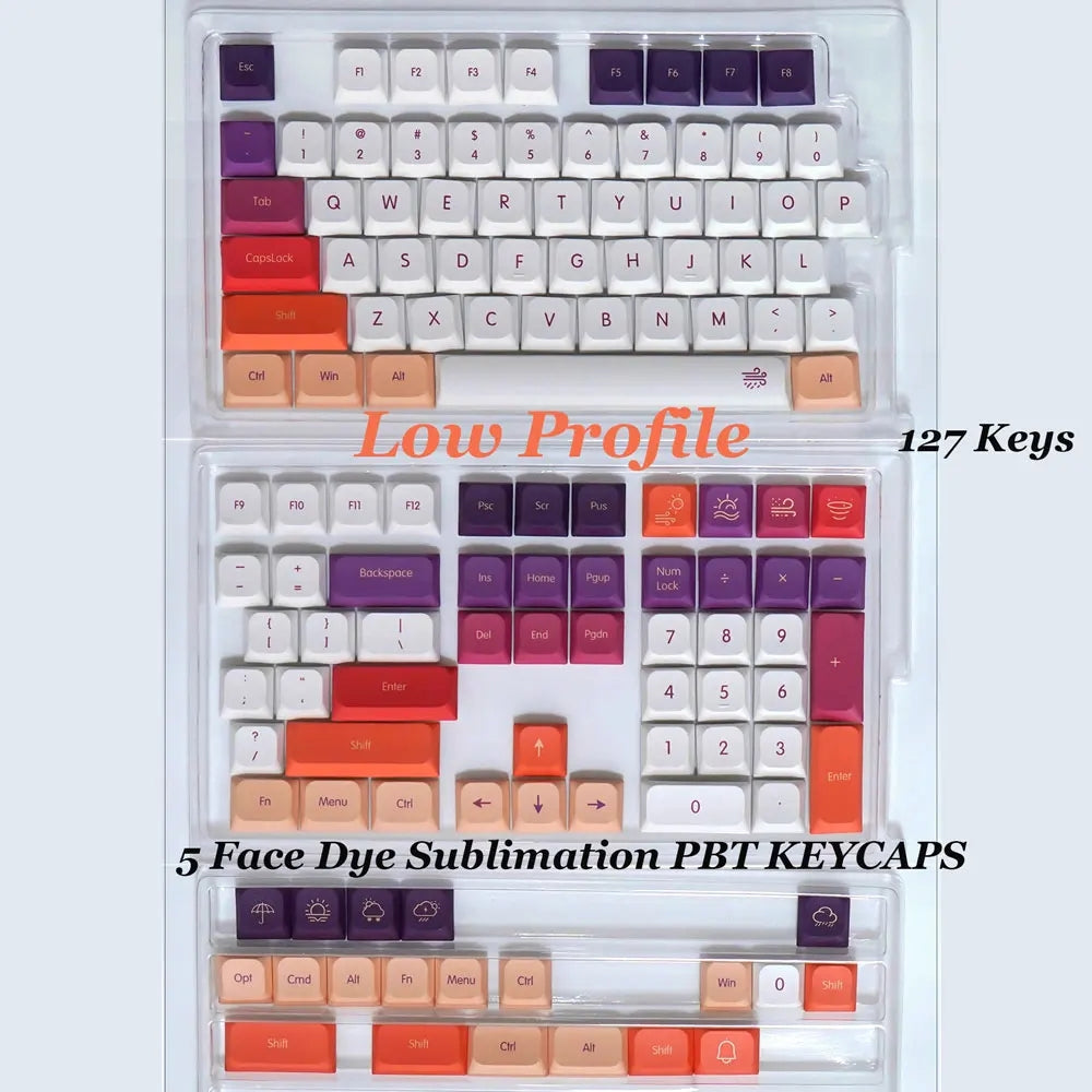 Ultra Slim Low Profile Mist Clouds PBT Keycaps