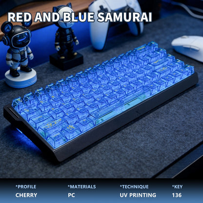 Red & Blue Samurai Transparent Cherry Keycaps