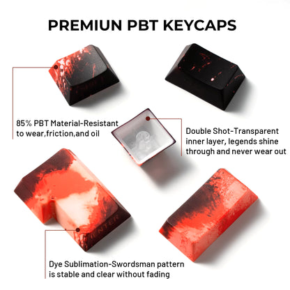 Red Samurai Knight Premium Side Backlit Cherry Doubleshot Keycaps