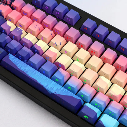Backlit Printed Purple Landcape Cherry Doubleshot Pbt Keycaps