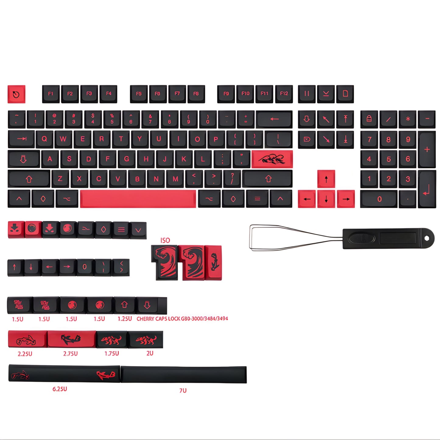 Mizu Red Black XDA PBT Keycaps