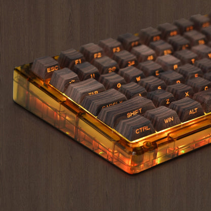 Walnut Wood Texture Side Backlit Cherry PBT Keycaps