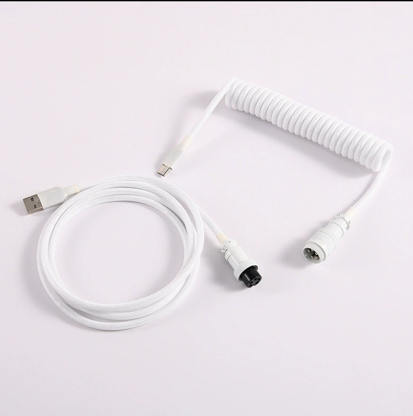 Milky White Gx16 Aviator Connector Premium Mechanical Keyboard 3.5m Cable