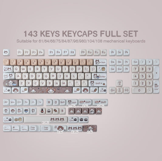 Sushi Kitty Meow Moa PBT Keycaps Mac Compatible