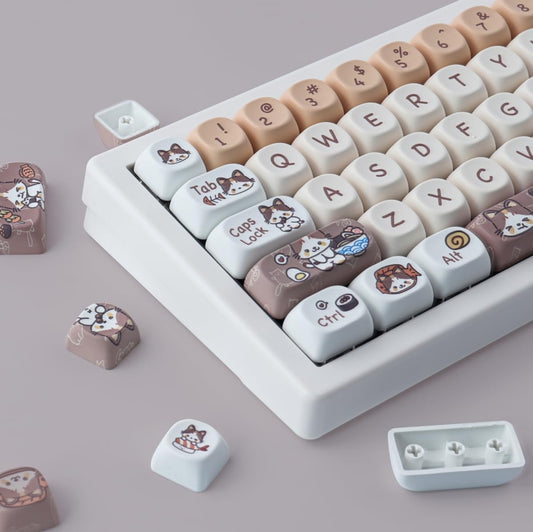 Sushi Kitty Meow Moa PBT Keycaps Mac Compatible