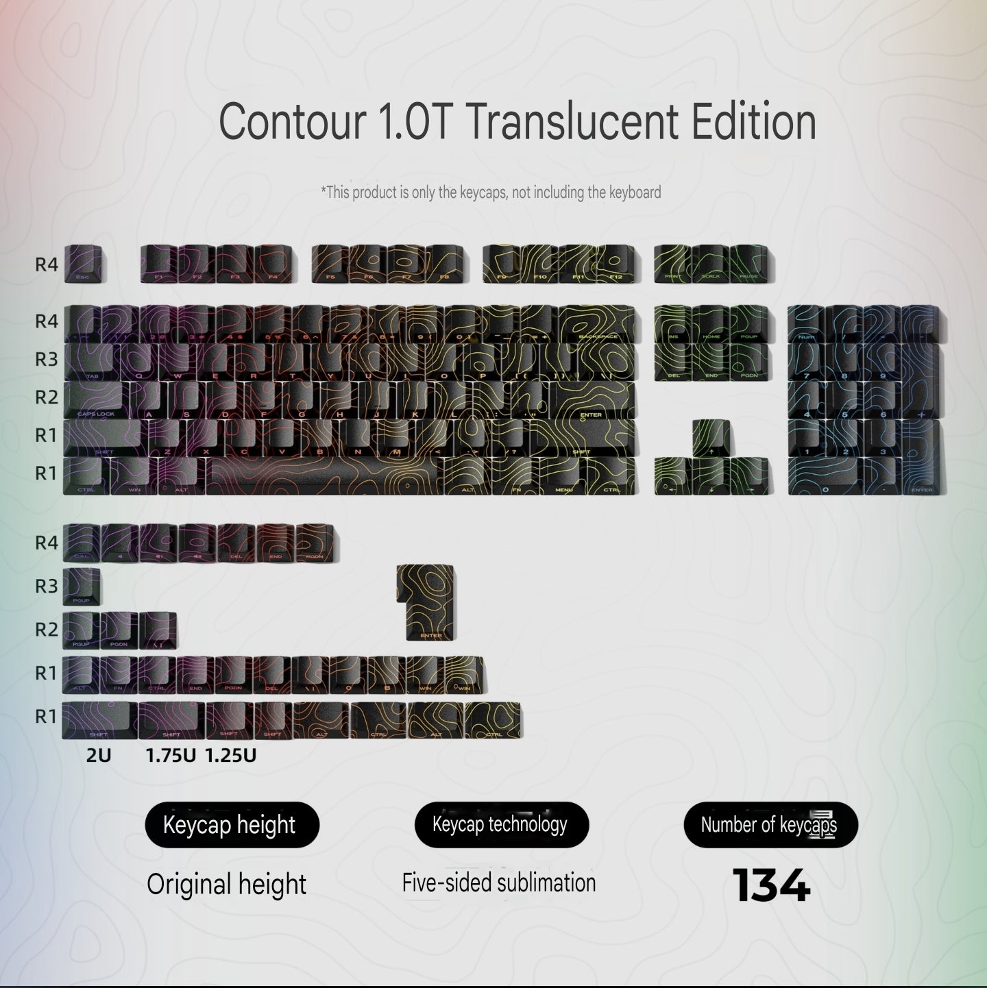 Topographic Side Backlit Surface Legends Glow Cherry Doubleshot PBT Keycaps