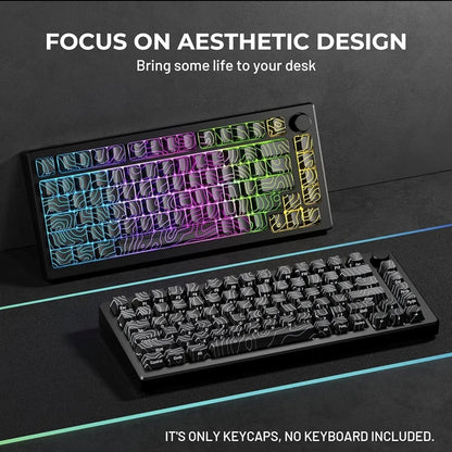 PREMIUM Black Topographic Pattern IMD-Tech Shinethrough Keycap