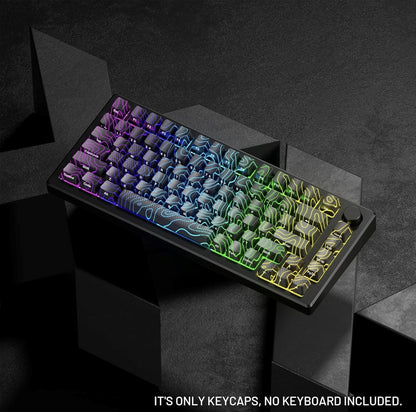 PREMIUM Black Topographic Pattern IMD-Tech Shinethrough Keycap