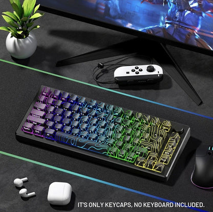 PREMIUM Black Topographic Pattern IMD-Tech Shinethrough Keycap