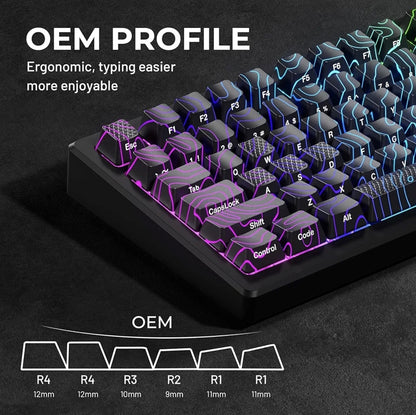 PREMIUM Black Topographic Pattern IMD-Tech Shinethrough Keycap