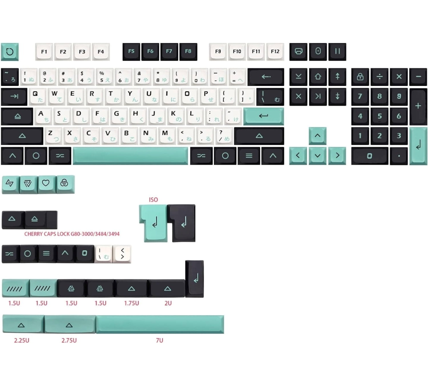 Geoma Light Cyan Japanese XDA PBT Clone Keycaps