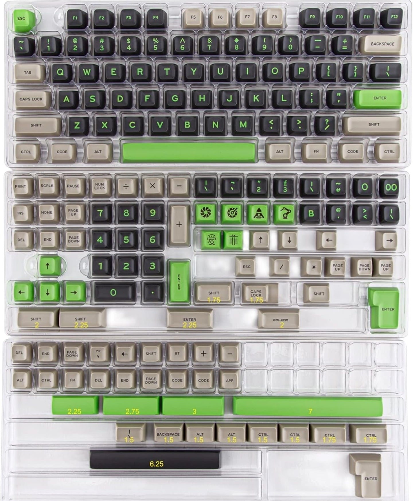 SA Green Screen Doubleshot Keycaps