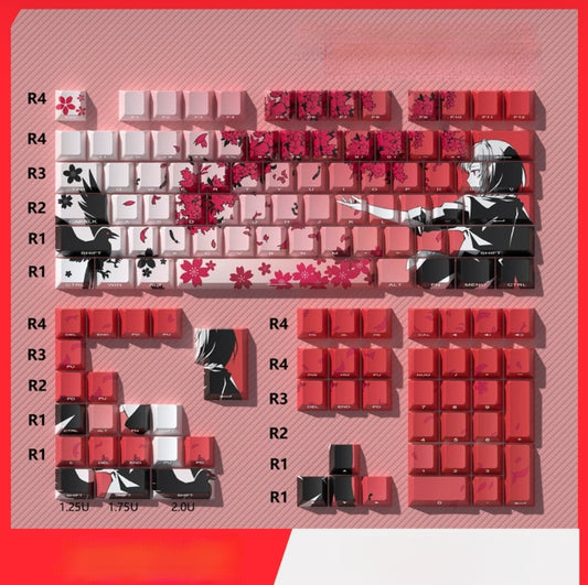 RED SAKURA RAVEN Side Backlit Cherry Doubleshot Keycaps