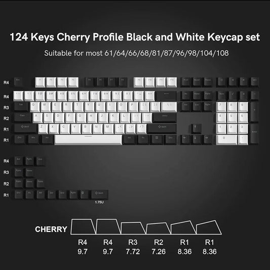 Backlit White Black Doubleshot PBT Shinethrough Keycaps