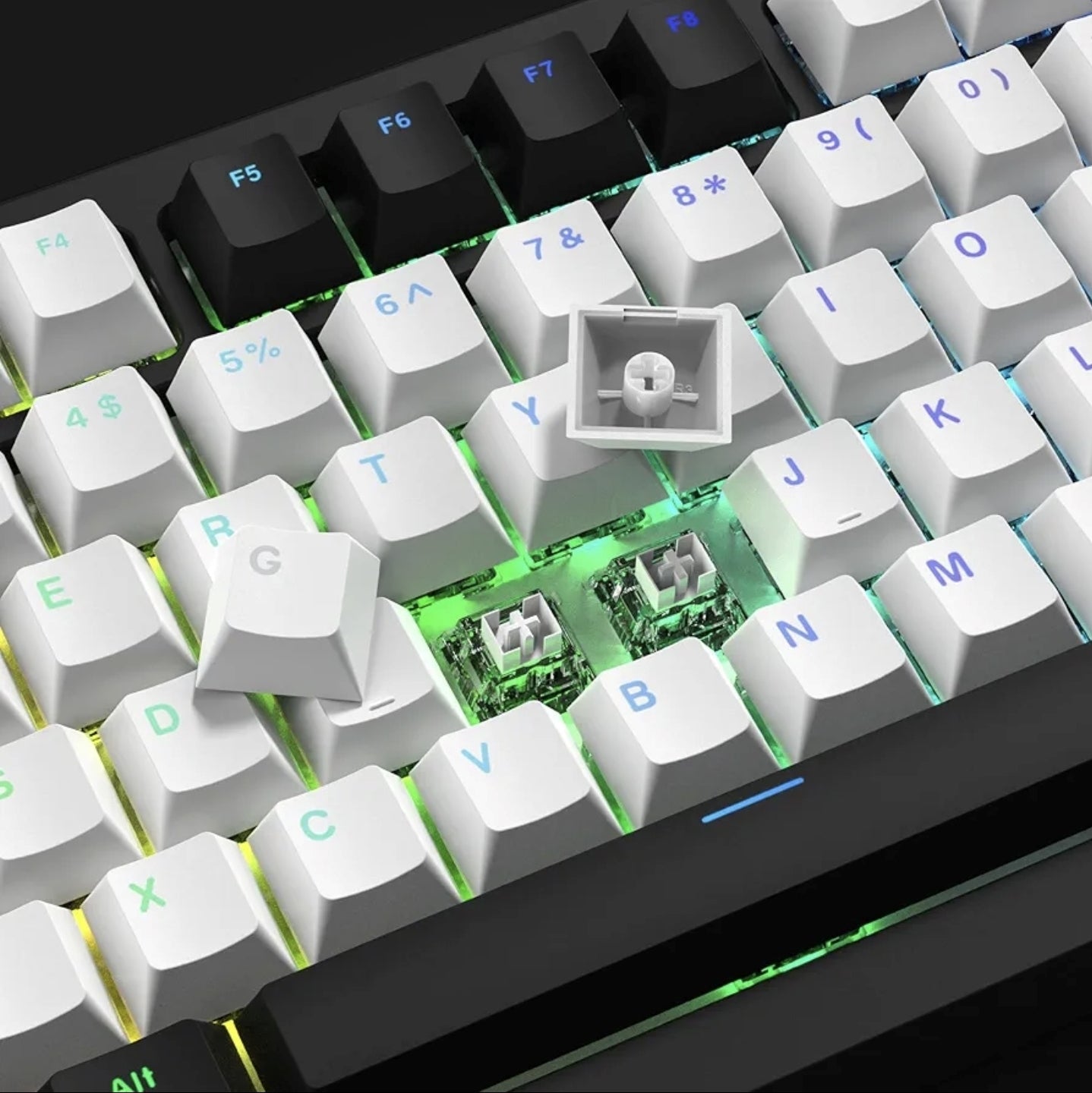 Backlit White Black Doubleshot PBT Shinethrough Keycaps