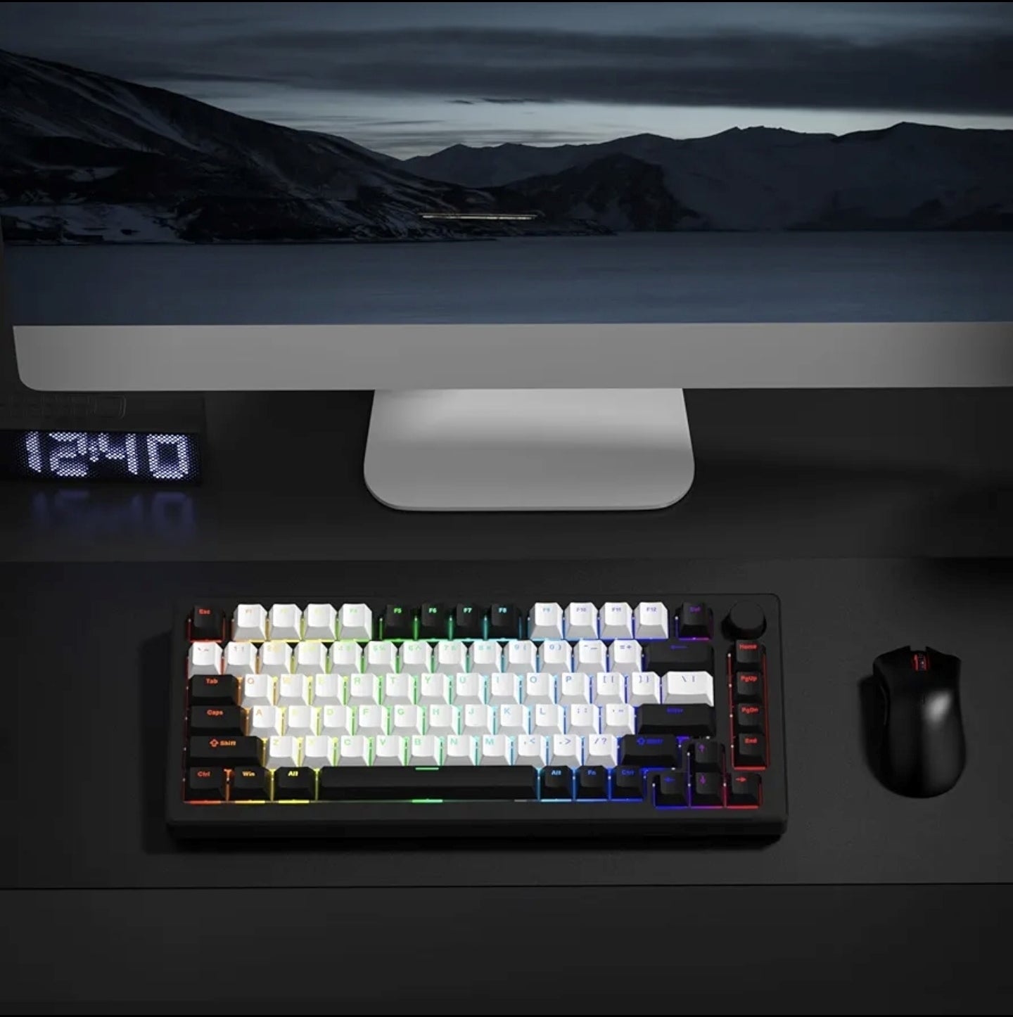 Backlit White Black Doubleshot PBT Shinethrough Keycaps