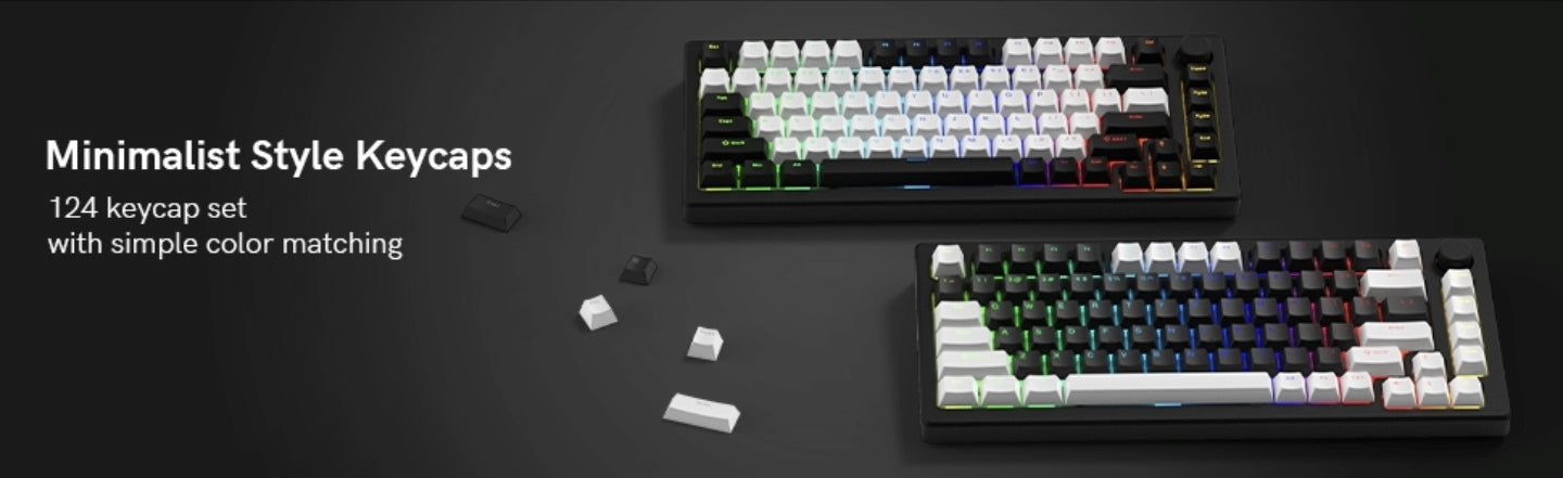 Backlit Black White Doubleshot PBT Shinethrough Keycaps