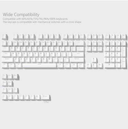 Pure White Backlit Doubleshot PBT Gaming Shinethrough Keycaps XVX Version