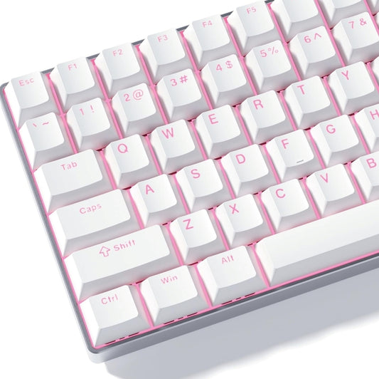 Pure White Backlit Doubleshot PBT Gaming Shinethrough Keycaps