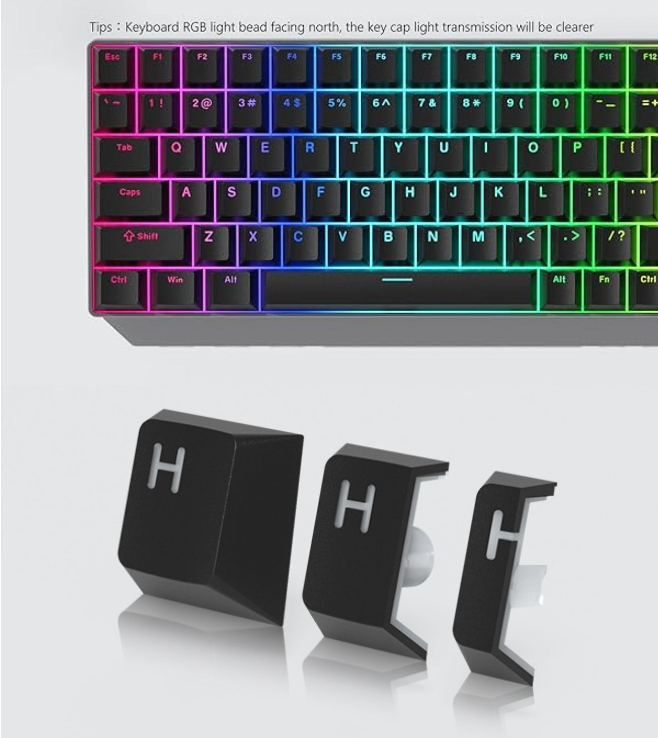 Jet Black Backlit Doubleshot PBT Gaming Shinethrough Keycaps