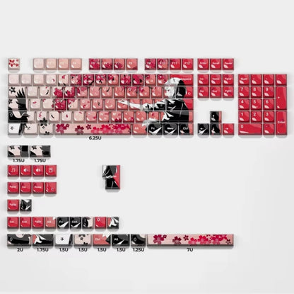 Ceramic Coated Sakura Raven Glossy Japanese XDA PBT Keycaps
