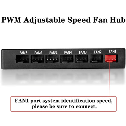 upHere 7-Port 4PIN SATA PWM Fan Hub/Splitter for CPU Cooler Case Cooling Fan 4-Pin & 3-Pin Fans Cooling(1-to-7 PWM HUB)