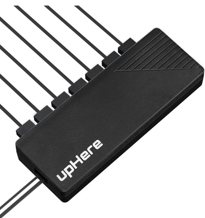 upHere 7-Port 4PIN SATA PWM Fan Hub/Splitter for CPU Cooler Case Cooling Fan 4-Pin & 3-Pin Fans Cooling(1-to-7 PWM HUB)